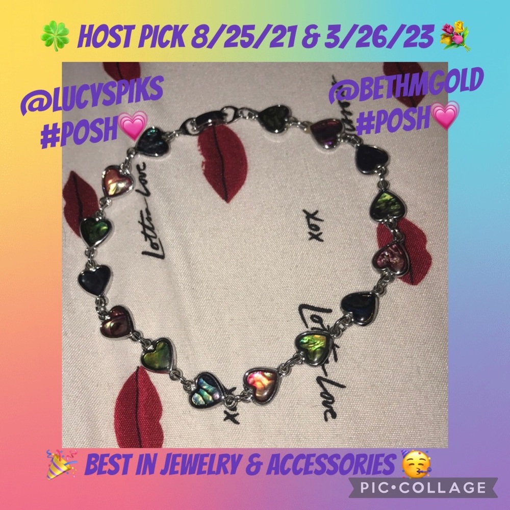 Hearts 💕 multiple colors abalone bracelet 10”